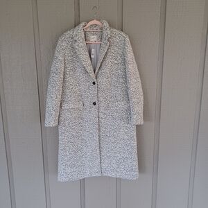 LOFT Boucle Two Button Coat Size XL Women Preppy Wool Blend Long Sleeve